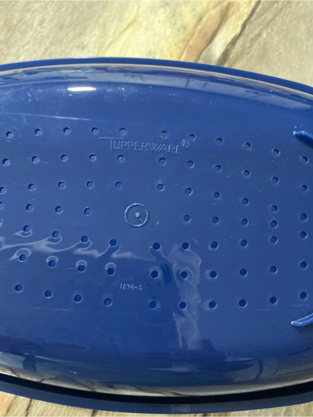 Vtg Tupperware 1274 Microwave Steamer Basket & Lid 1275 Blue White Replacement